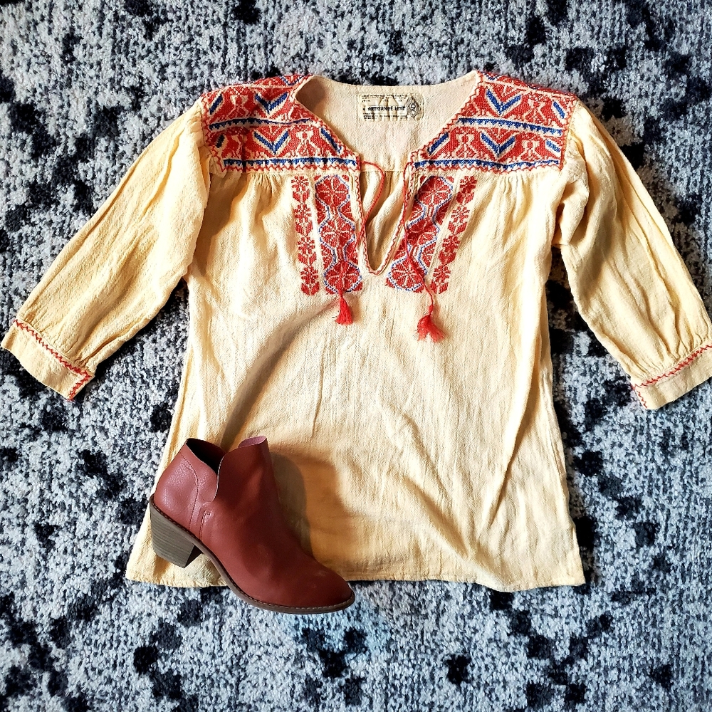 Anthropologie Boho Embroidered Blouse - Small